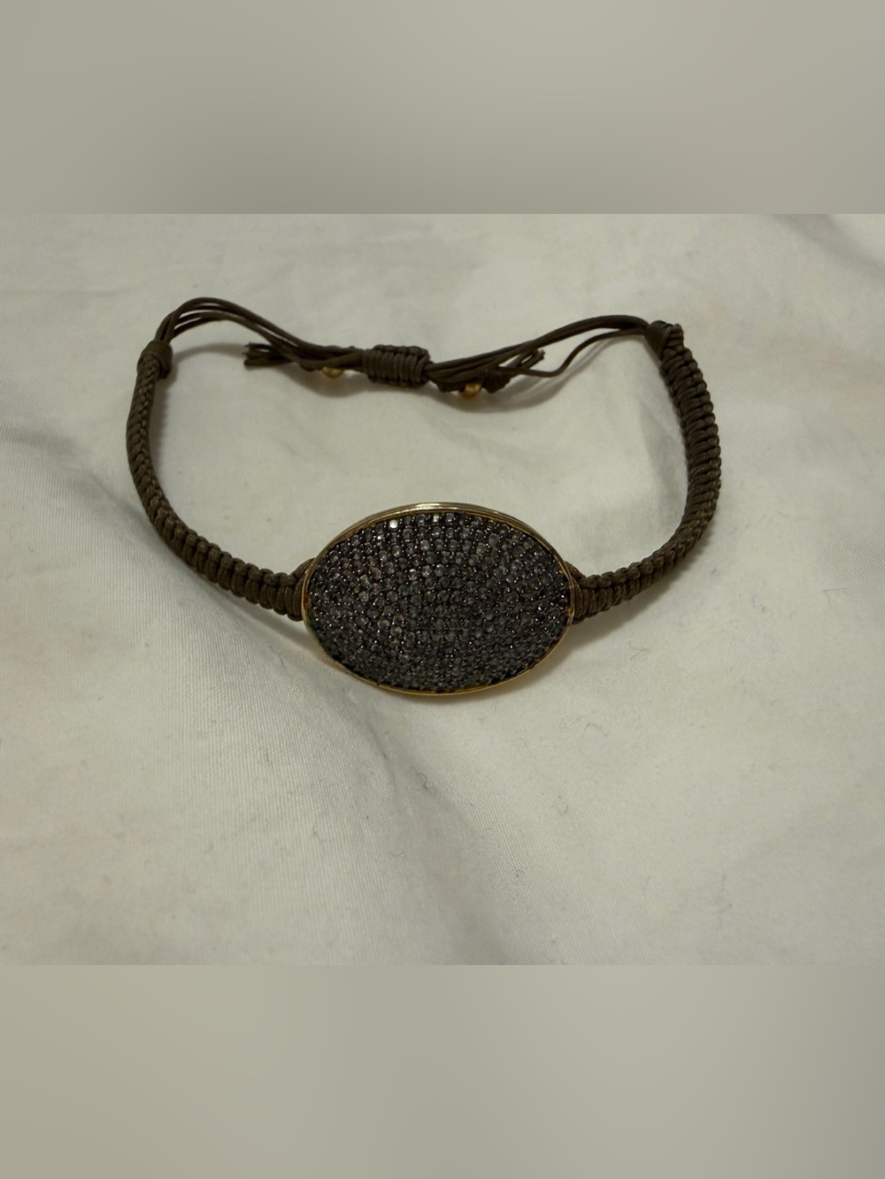 Tai Brown and Gold Crystal Pave Oval Bracelet